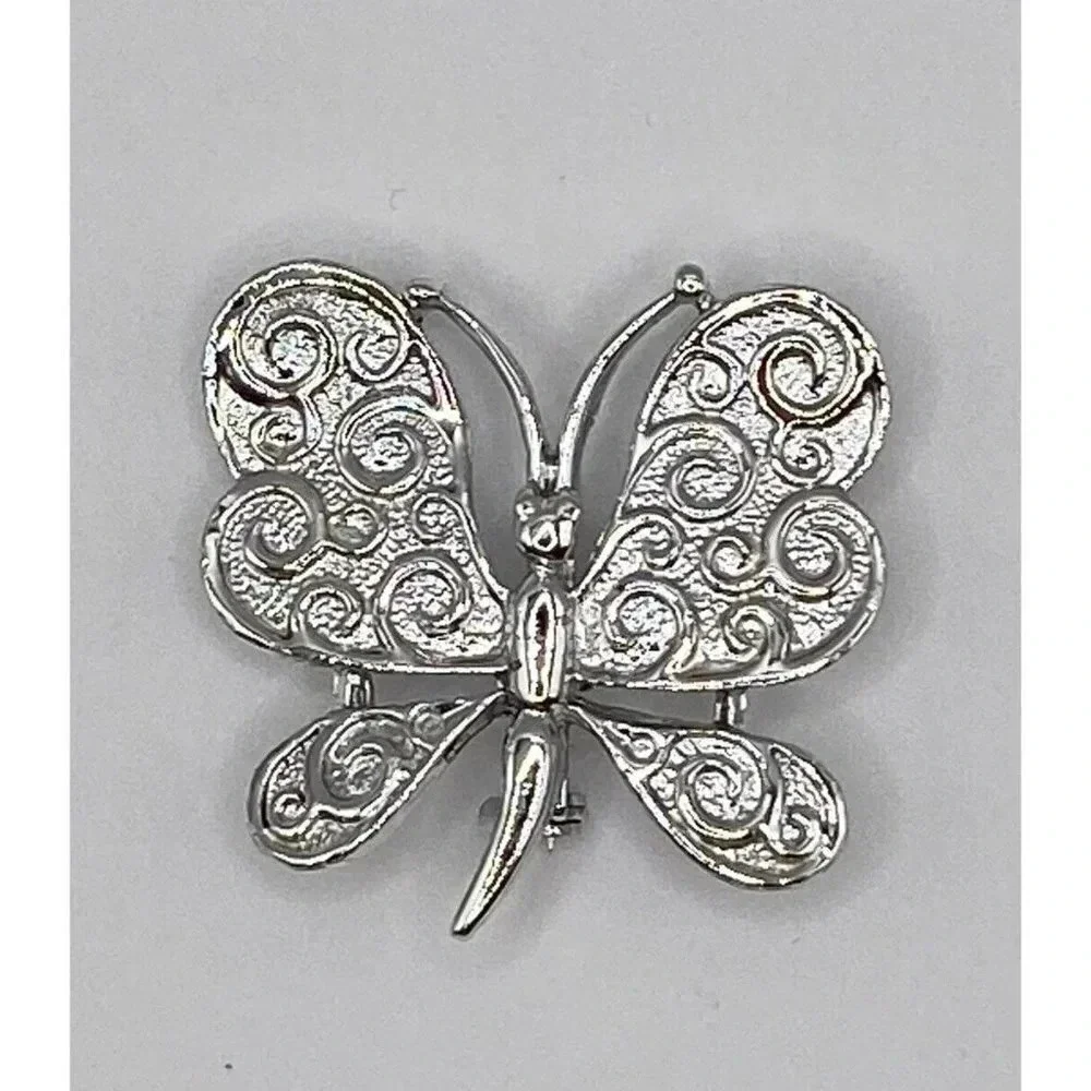 Vintage Signed Silver Tone Figural Gerry’s Butterfly Brooch Pin 1.5” X 1.5” - Picture 5 of 6